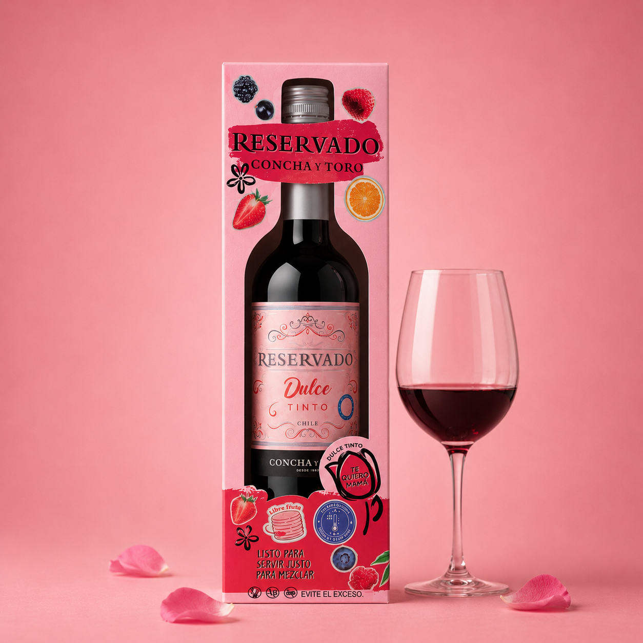 Vino Tinto Reservado Concha y Toro Dulce 750 ml - Edición Especial Día de las Madres